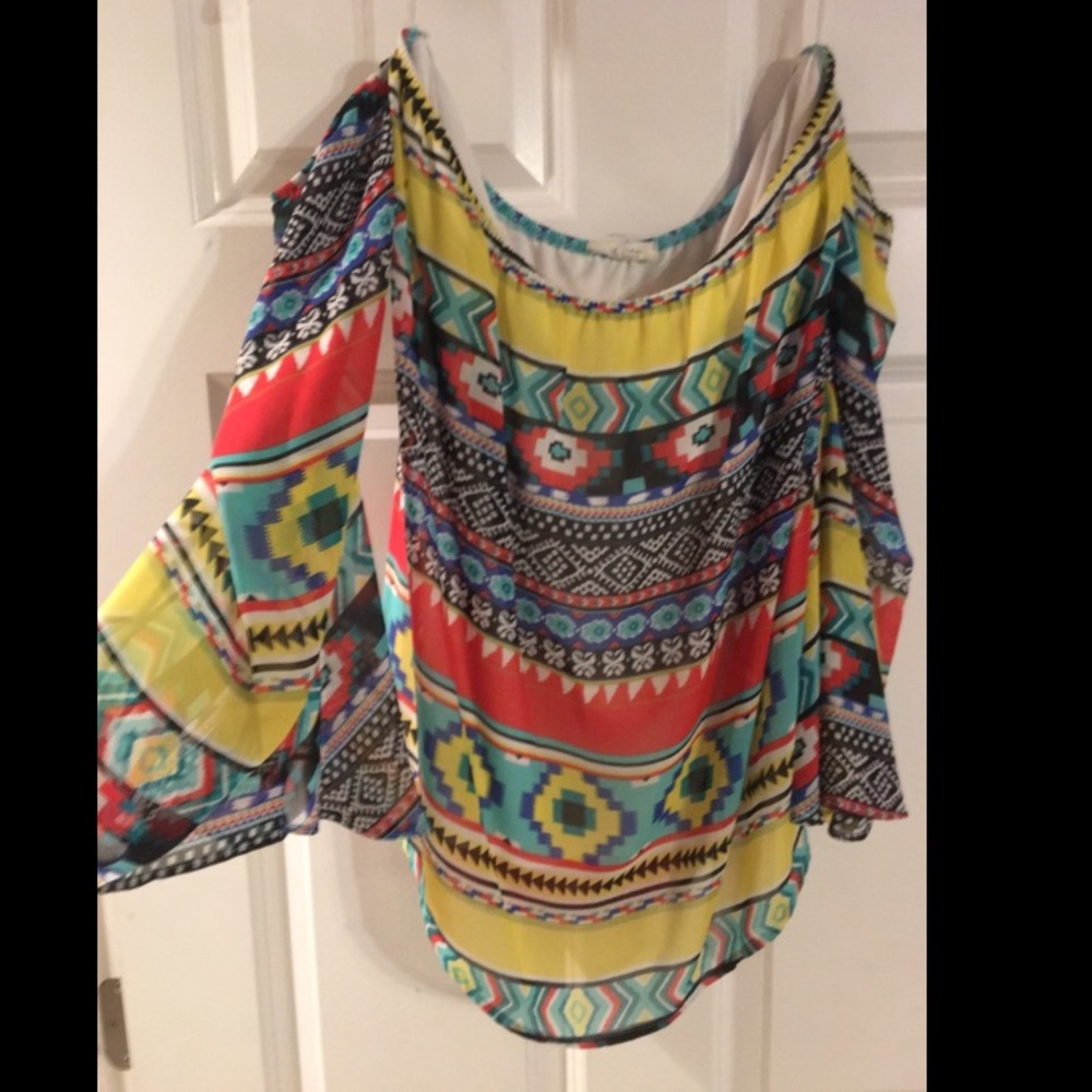 Bell sleeve off shoulder top